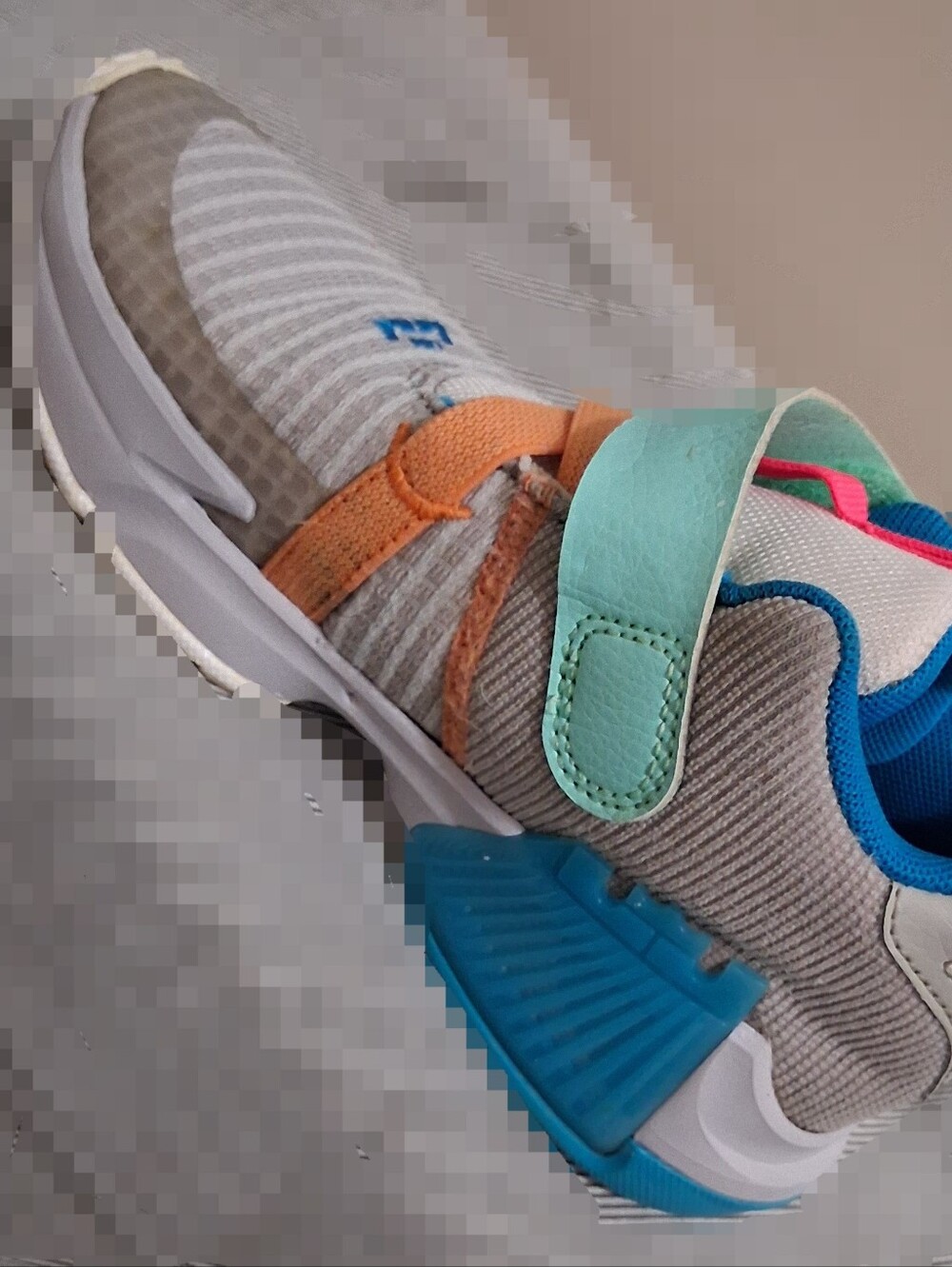 Kids Sneakers in White, Teal & Pink with Gold Lion Accent